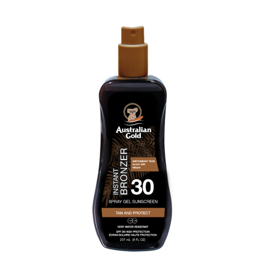 AUSTRALIAN GOLD-INSTANT BRONZER-SPRAY GEL SUNSCREEN-SPF 30