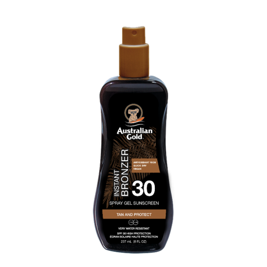 AUSTRALIAN GOLD-INSTANT BRONZER-SPRAY GEL SUNSCREEN-SPF 30