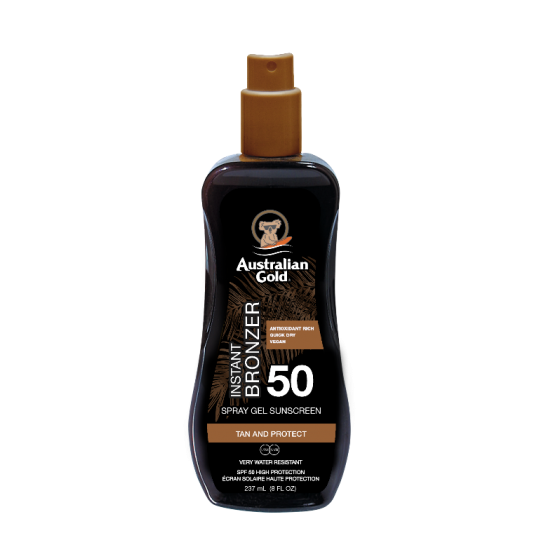 AUSTRALIAN GOLD-INSTANT BRONZER-SPRAY GEL SUNSCREEN SPF 50