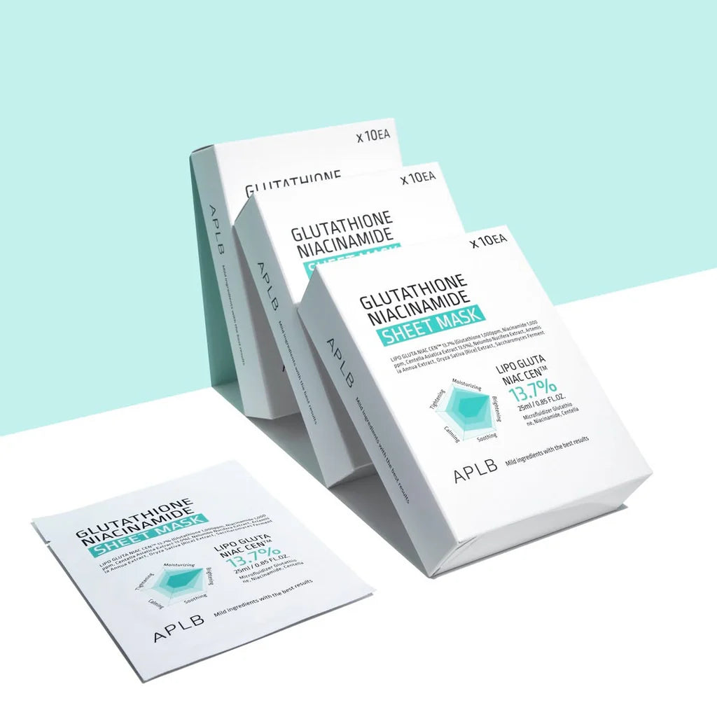 APLB - GLUTATHIONE NIACINAMIDE SHEET MASK - CONFEZIONE DA 10 MASCHERE