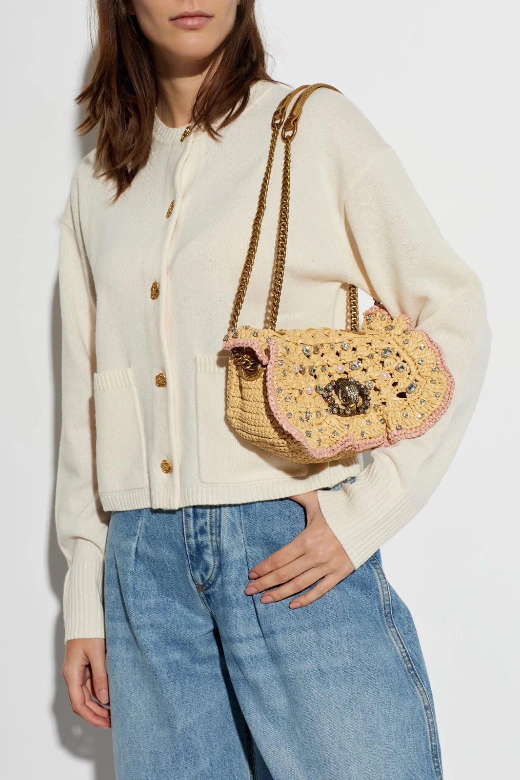 KURT GEIGER - CHELSEA SM RUFFLESH BAG - BEIGE - BORSETTA GIOIELLO