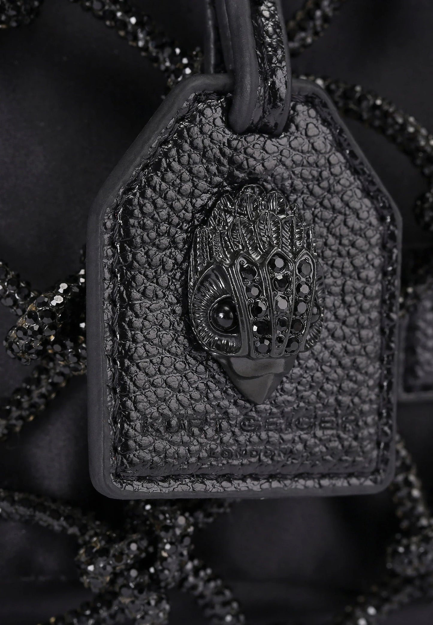 KURT GEIGER - SMALL MACRAME' CRYSTAL BAG - NERA - MINI BORSA GIOIELLO