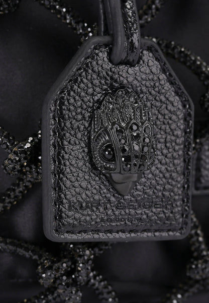 KURT GEIGER - SMALL MACRAME' CRYSTAL BAG - NERA - MINI BORSA GIOIELLO