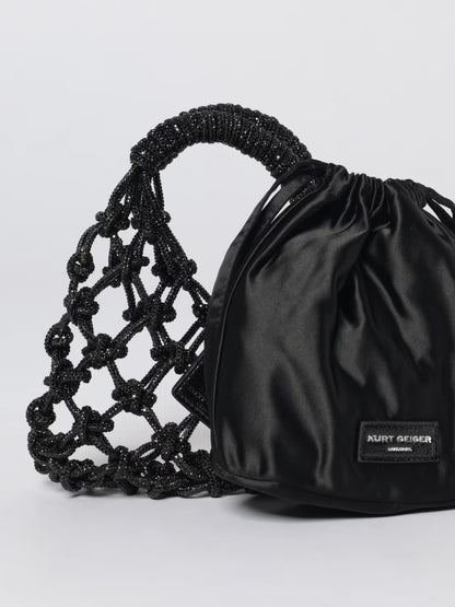 KURT GEIGER - SMALL MACRAME' CRYSTAL BAG - NERA - MINI BORSA GIOIELLO