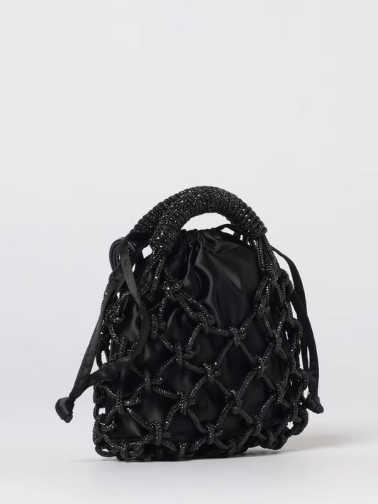 KURT GEIGER - SMALL MACRAME' CRYSTAL BAG - NERA - MINI BORSA GIOIELLO