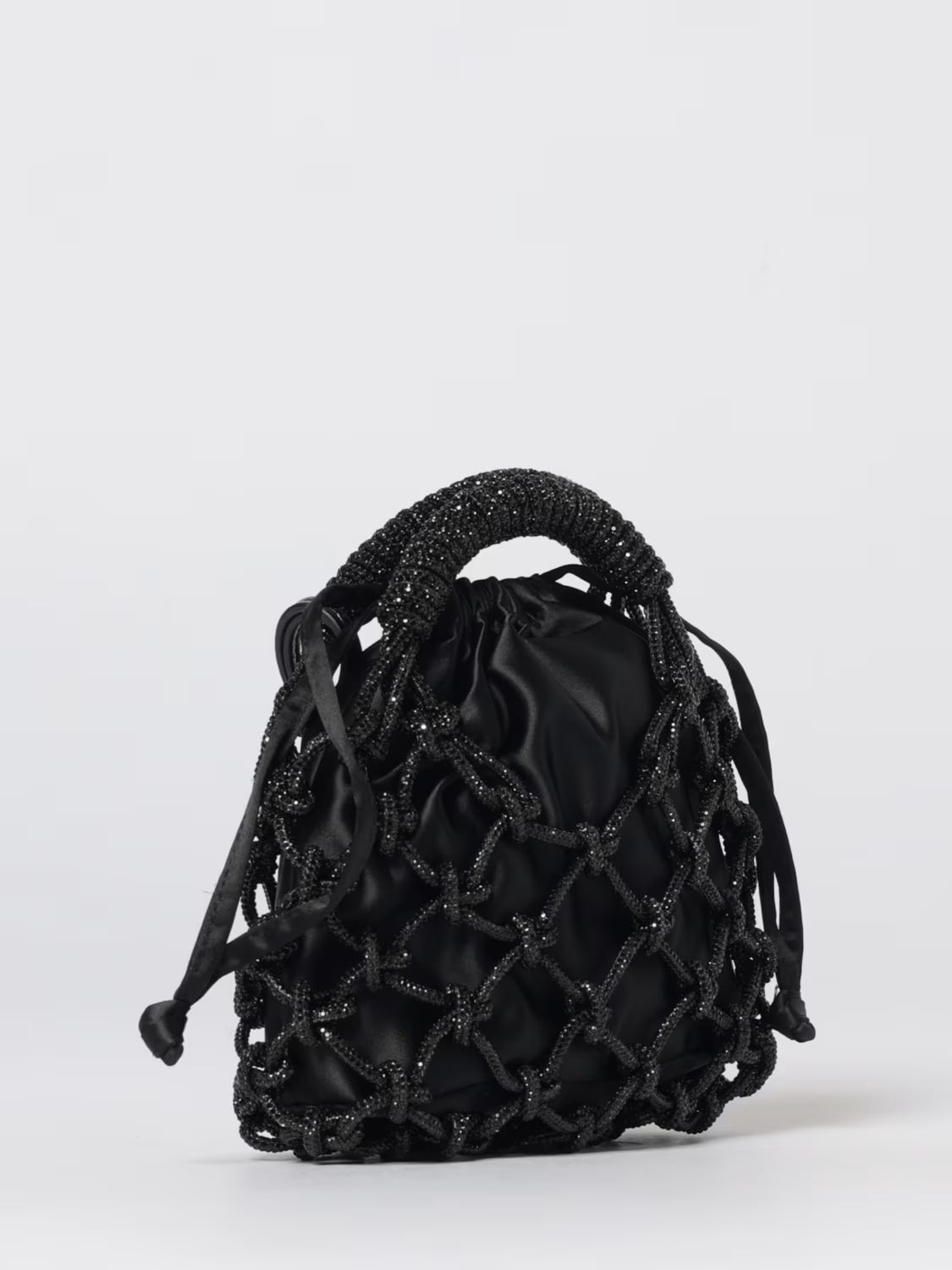 KURT GEIGER - SMALL MACRAME' CRYSTAL BAG - NERA - MINI BORSA GIOIELLO
