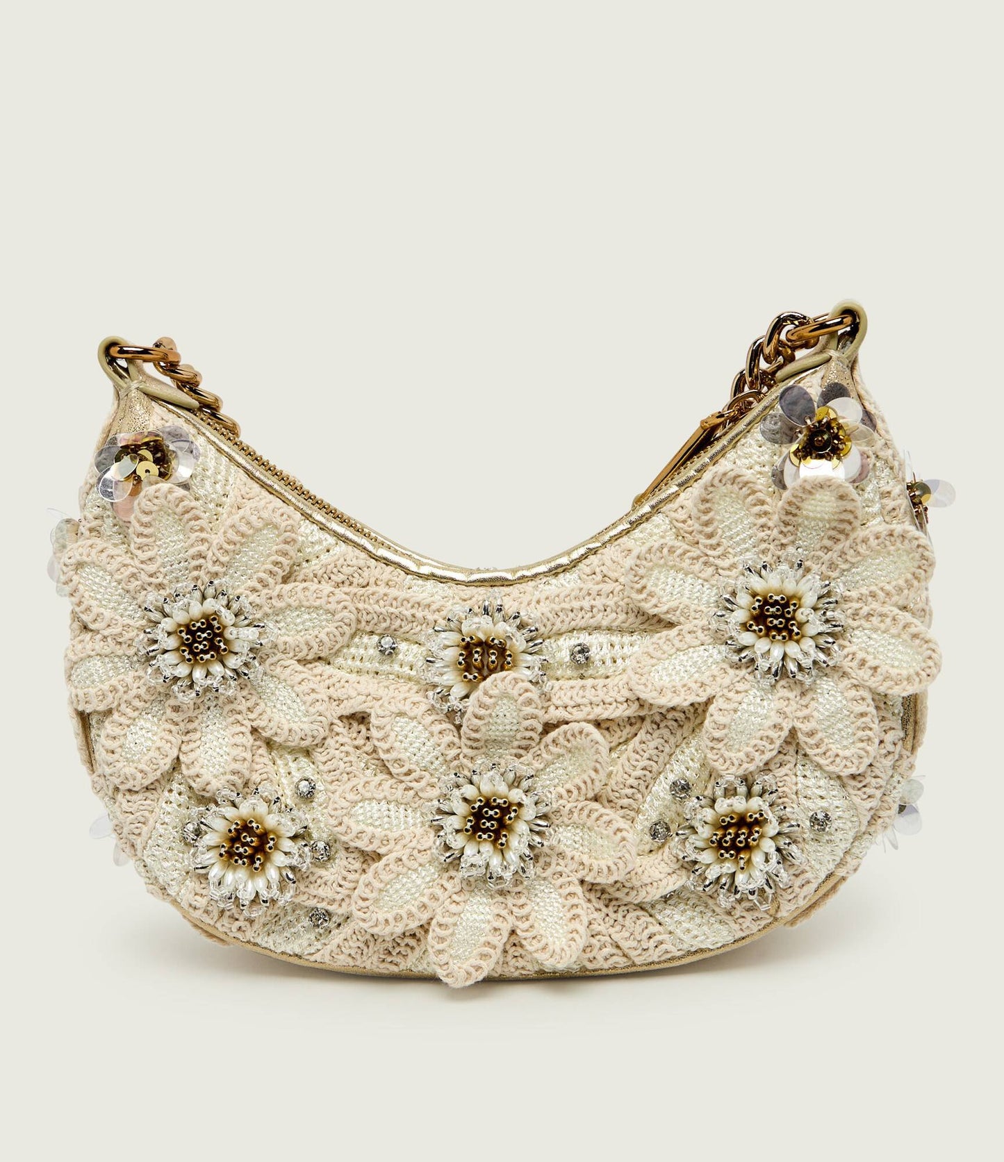 KURT GEIGER - SM CHELSEA CHAIN HOBO CREAM COMB - BORSETTA GIOIELLO